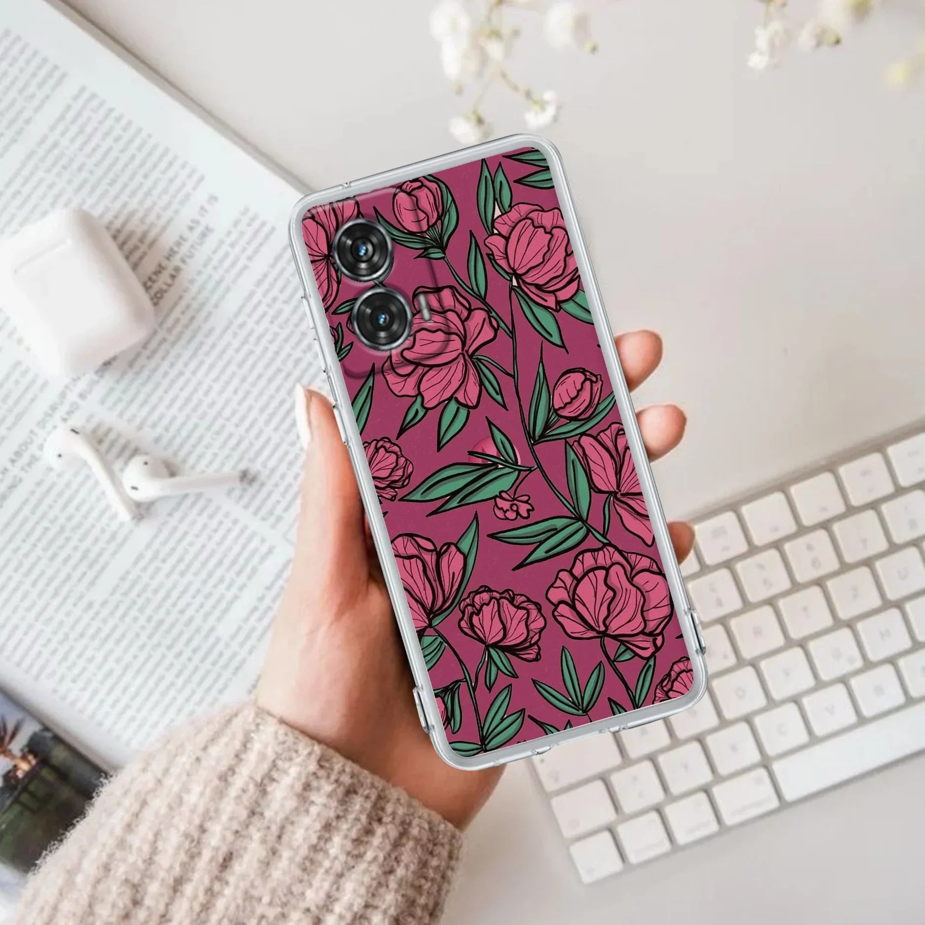 Wild Rose Anti Yellow Case For Motorola G85 5G
