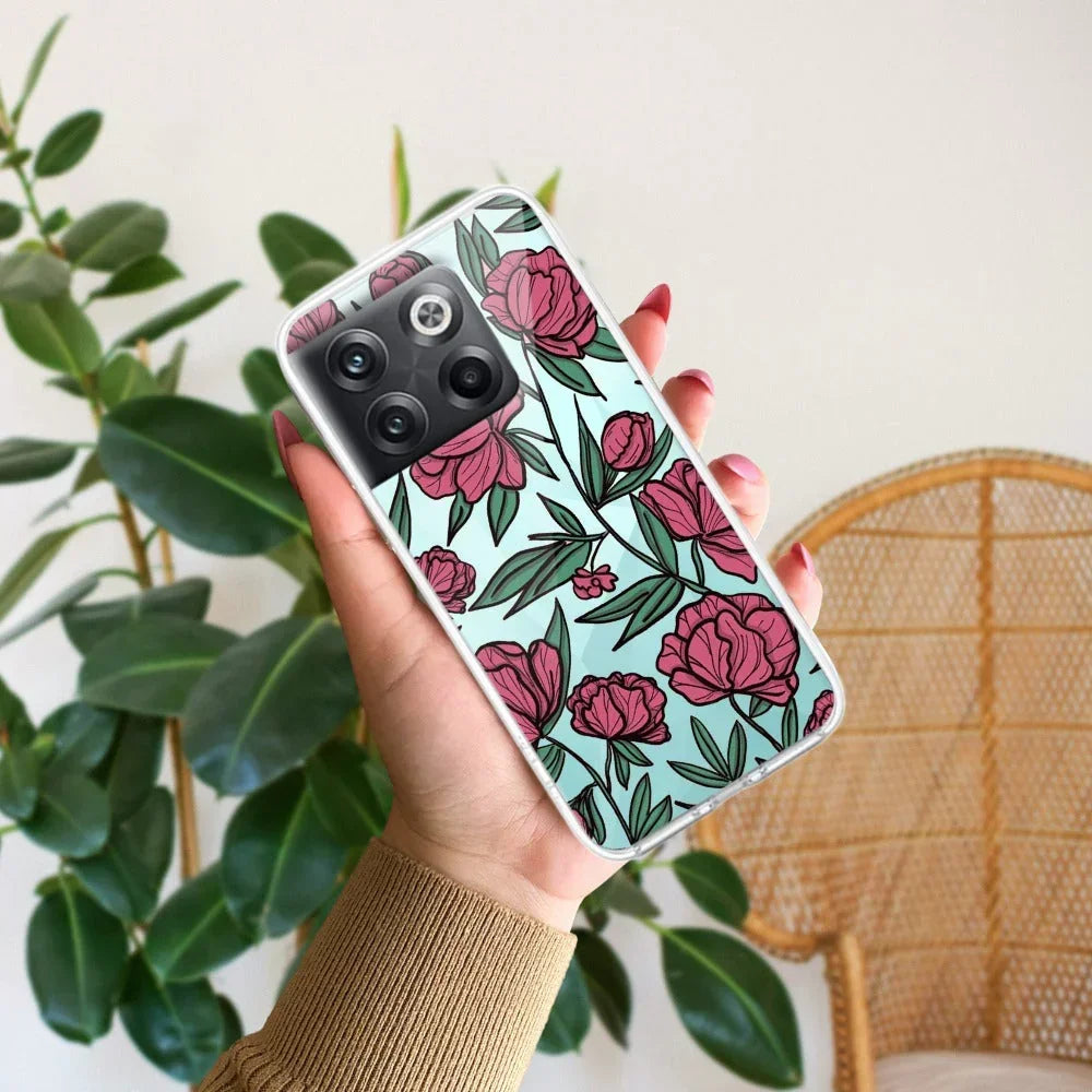 Wild Rose Transparent Silicon Case For OnePlus
