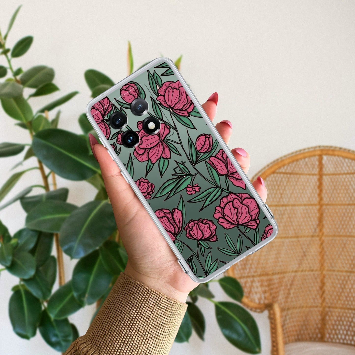 Wild Rose Transparent Silicon Case For OnePlus
