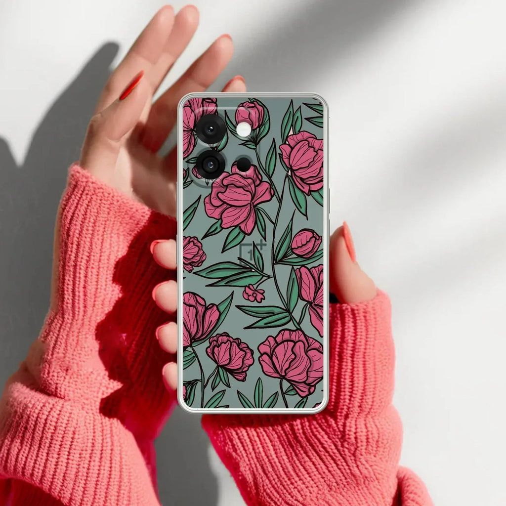 Wild Rose Transparent Silicon Case For OnePlus Nord 4 5G