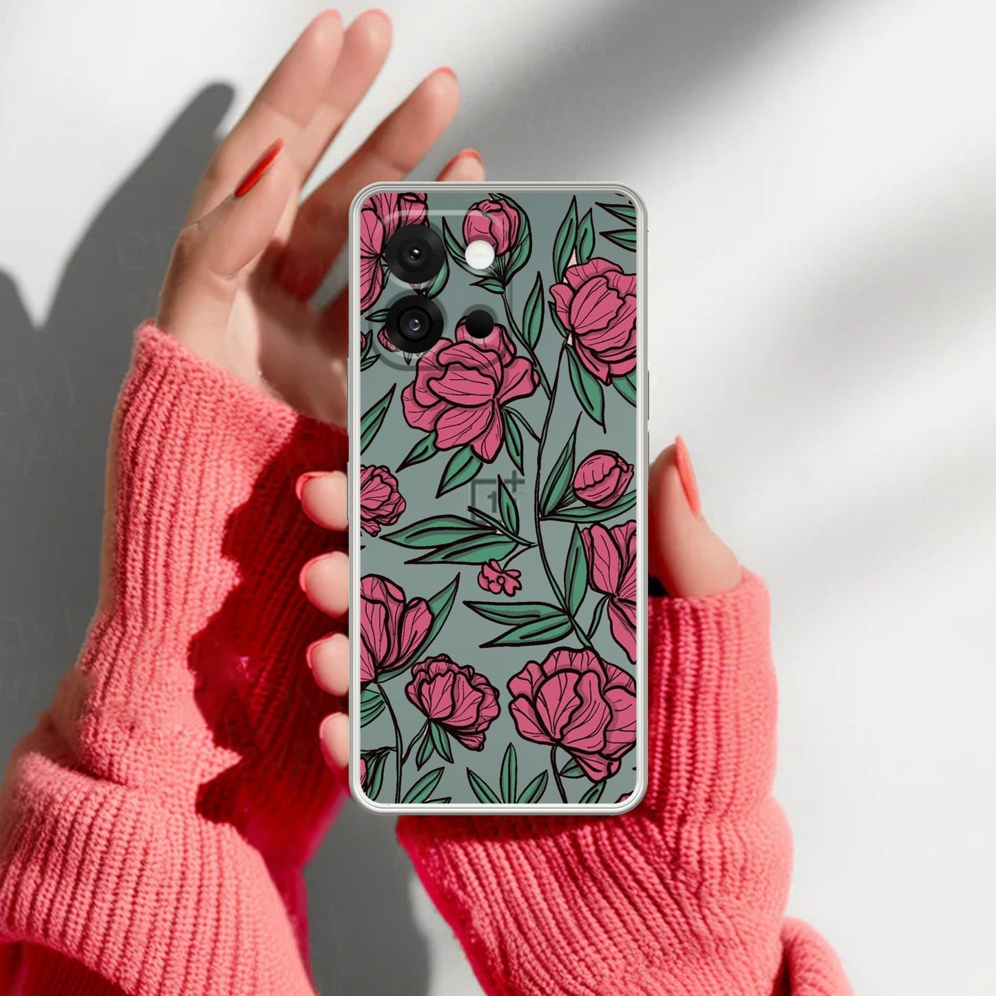 Wild Rose Transparent Silicon Case For OnePlus