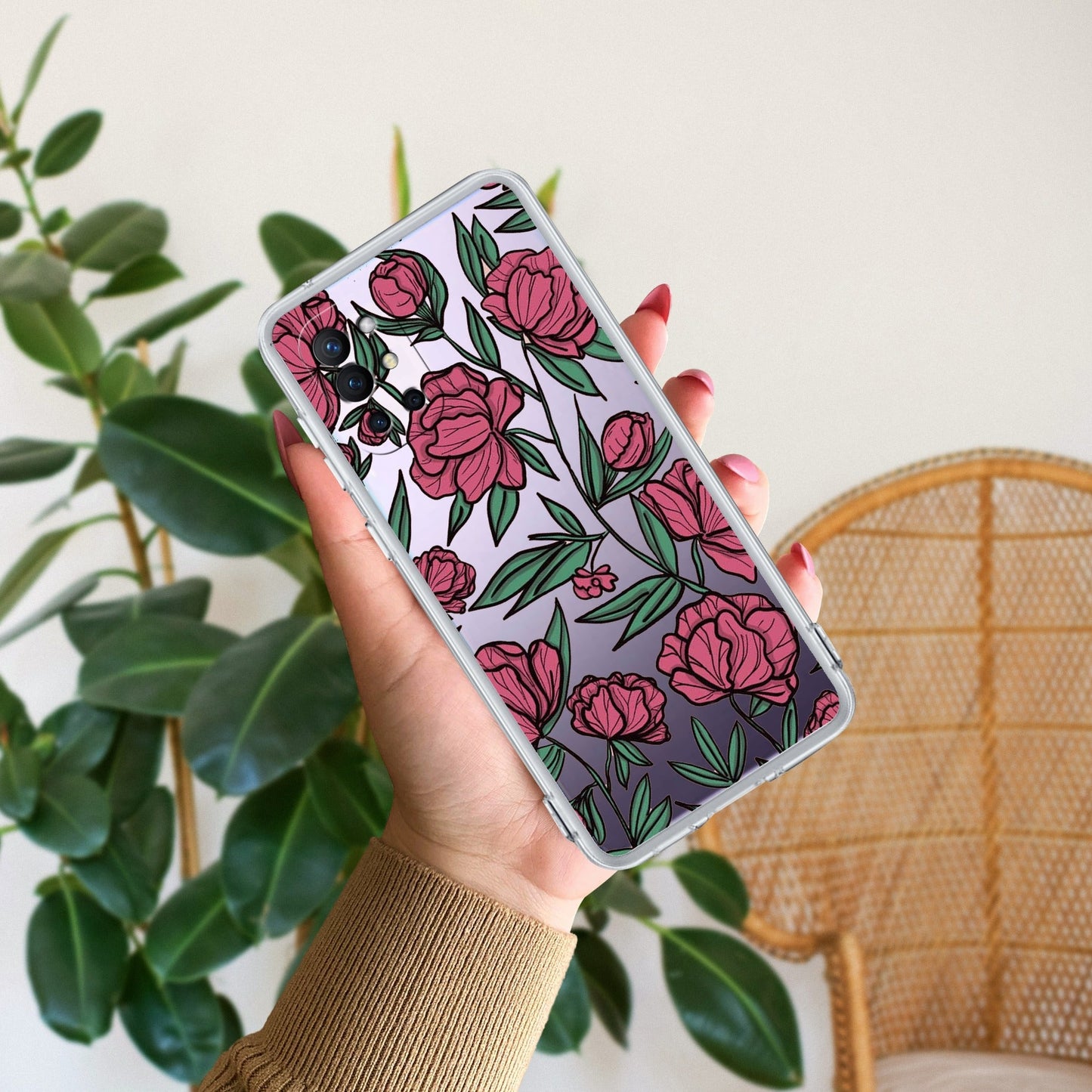 Wild Rose Transparent Silicon Case For OnePlus