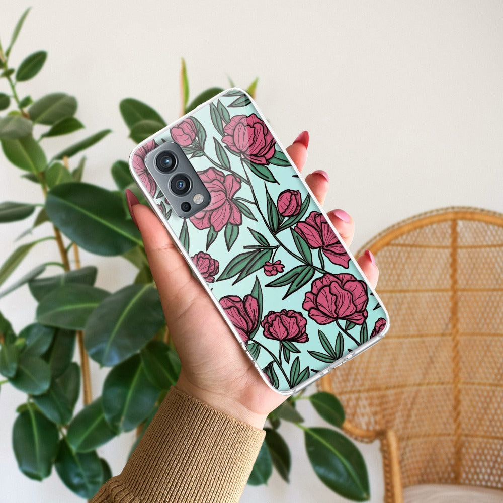Wild Rose Transparent Silicon Case For OnePlus