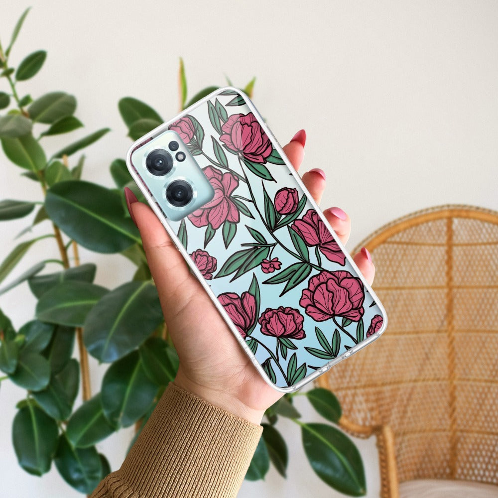 Wild Rose Transparent Silicon Case For OnePlus