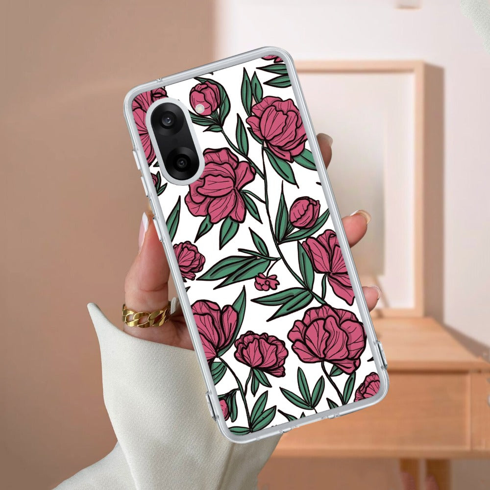 Wild Rose Transparent Silicon Case For OnePlus
