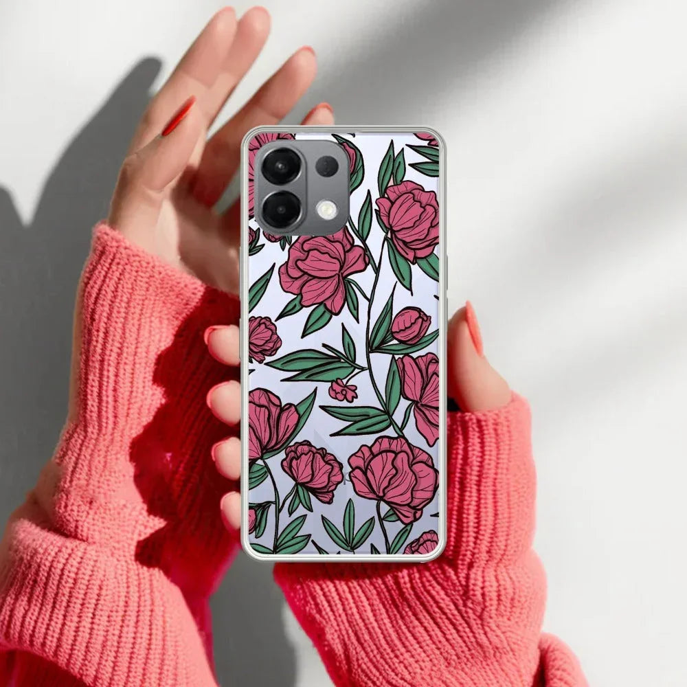 Wild Rose Transparent Silicon Case For Oppo Reno 11 5G