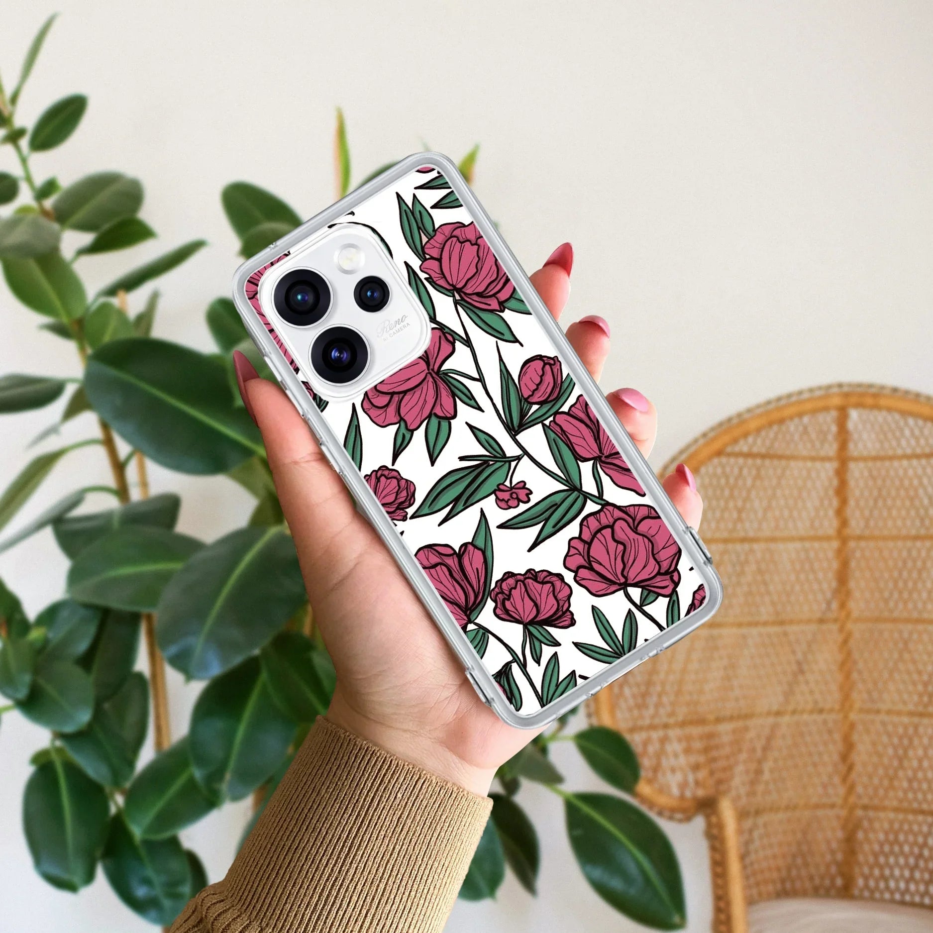 Wild Rose Transparent Silicon Case For Oppo Reno15 Pro 5G