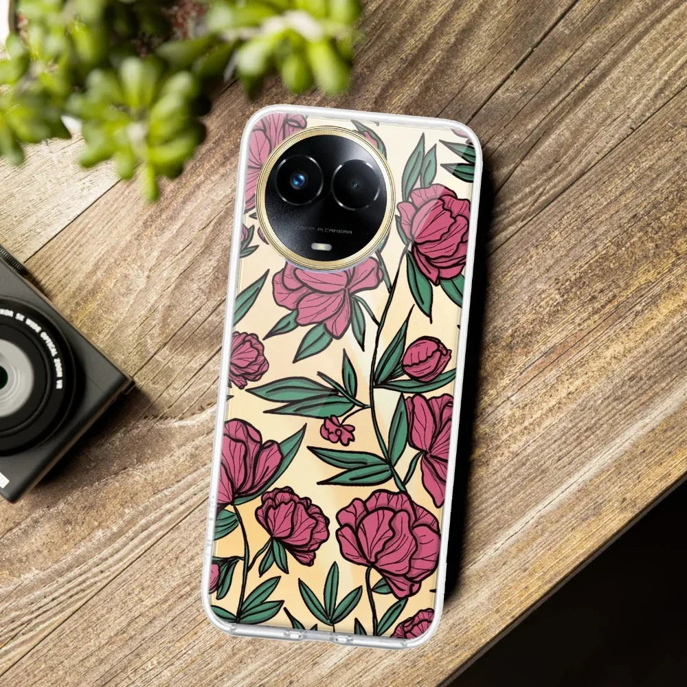 Wild Rose Transparent Silicon Case For Realme C53