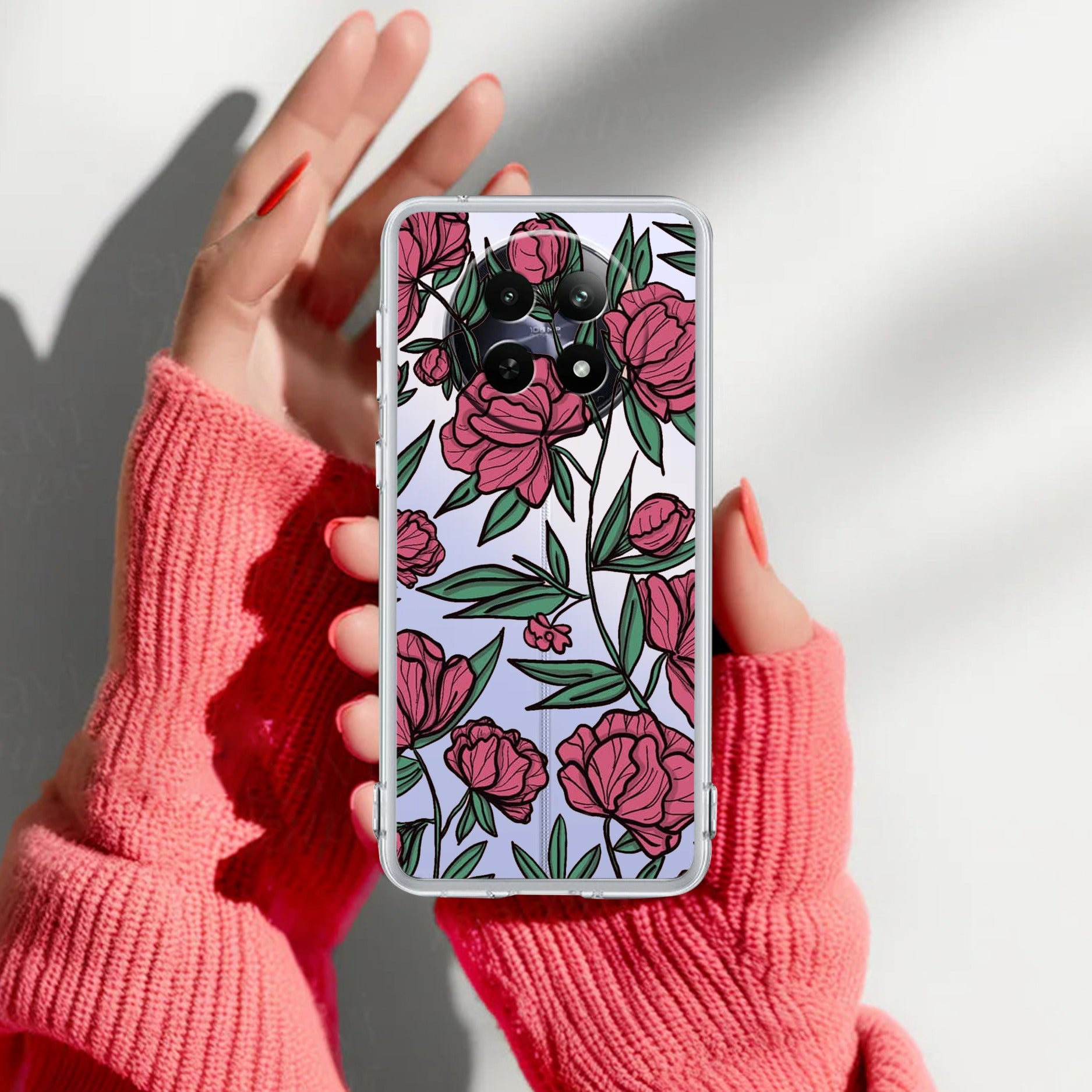 Wild Rose Transparent Silicon Case For Realme 13 Pro Plus 5G