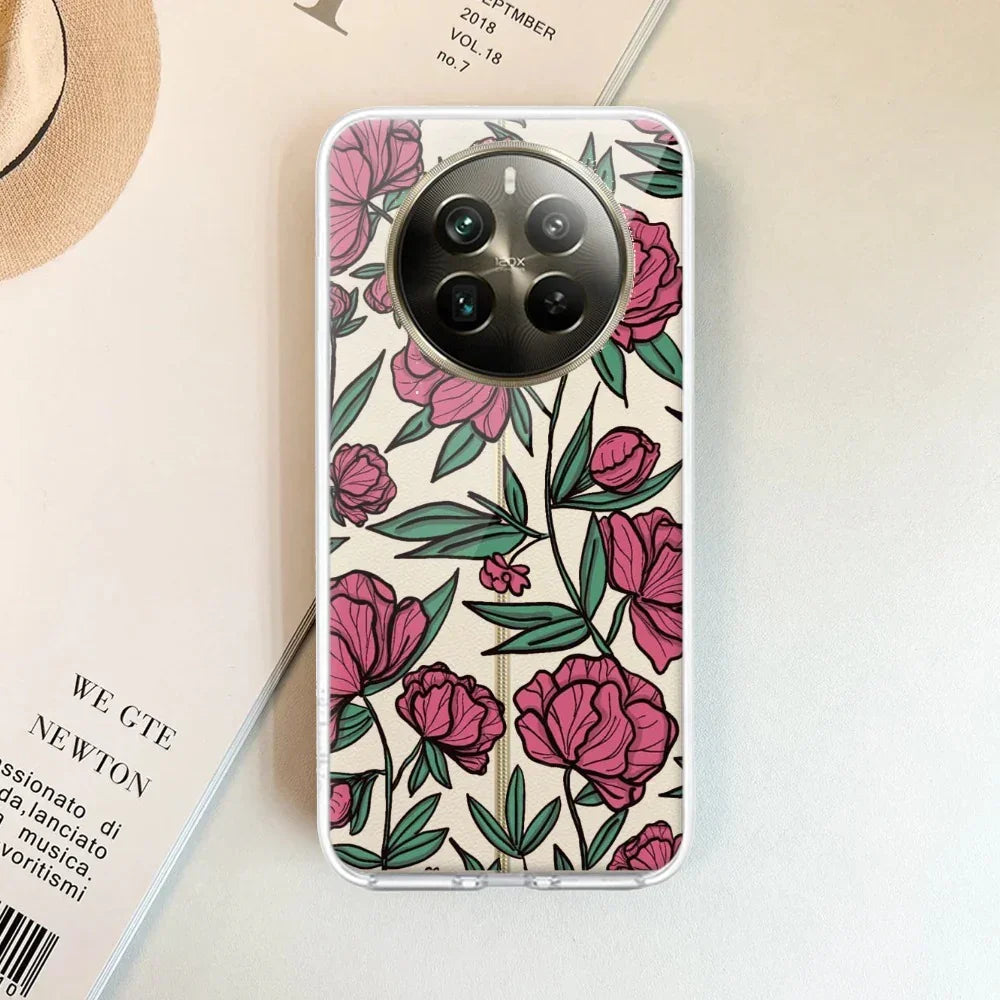 Wild Rose Transparent Silicon Case For Realme 13 Plus 5G