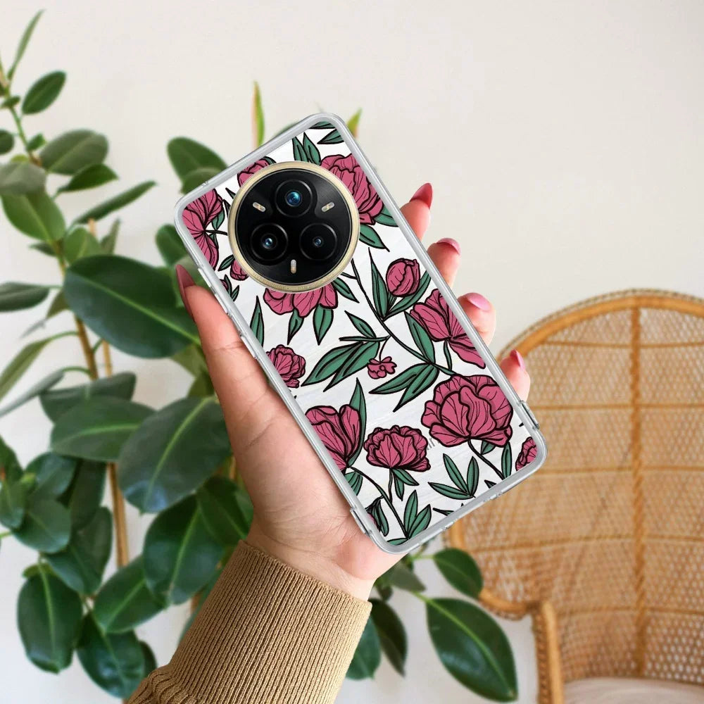 Wild Rose Transparent Silicon Case For Realme 10 Pro 5G