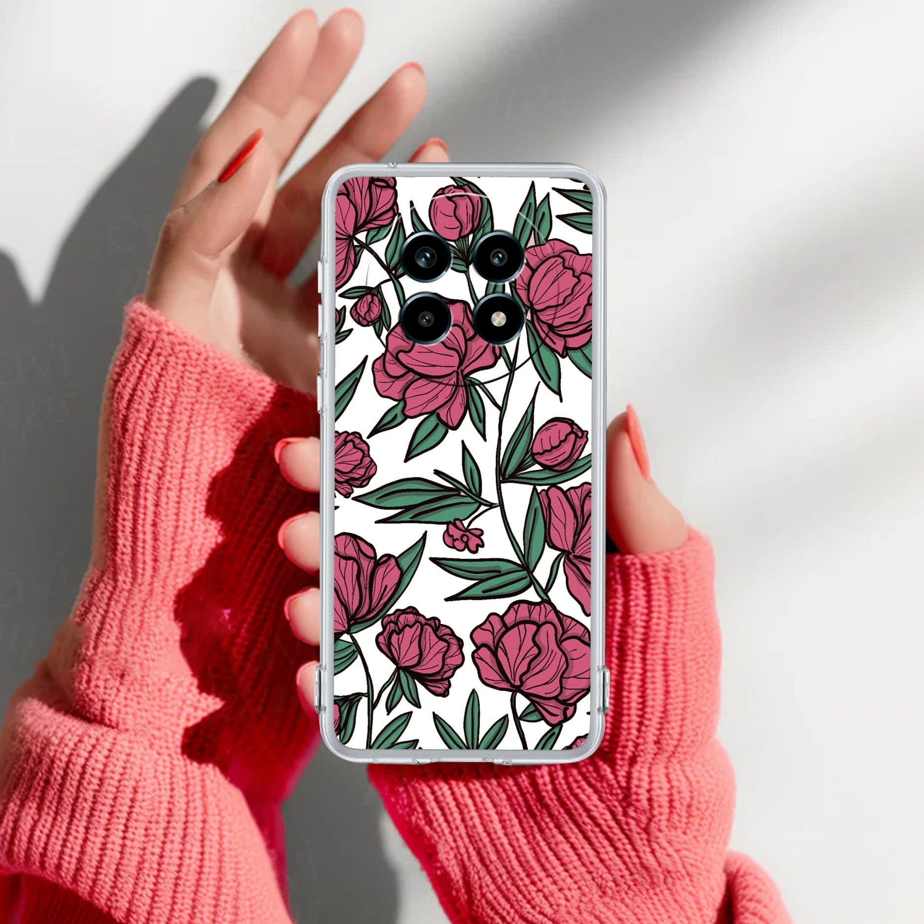 Wild Rose Transparent Silicon Case For Realme 14 Pro Lite 5G