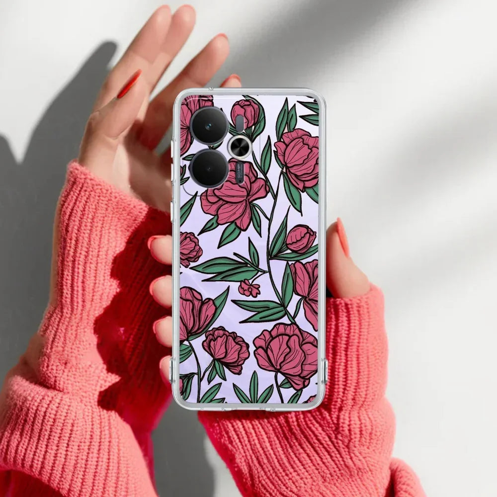 Wild Rose Transparent Silicon Case For Realme C35 / Realme Narzo 50A Prime