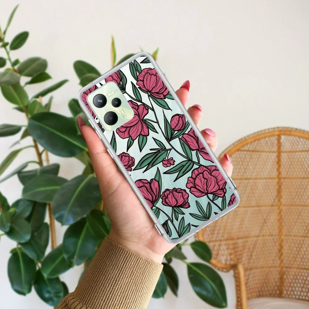 Wild Rose Transparent Silicon Case For Realme C35 / Realme Narzo 50A Prime