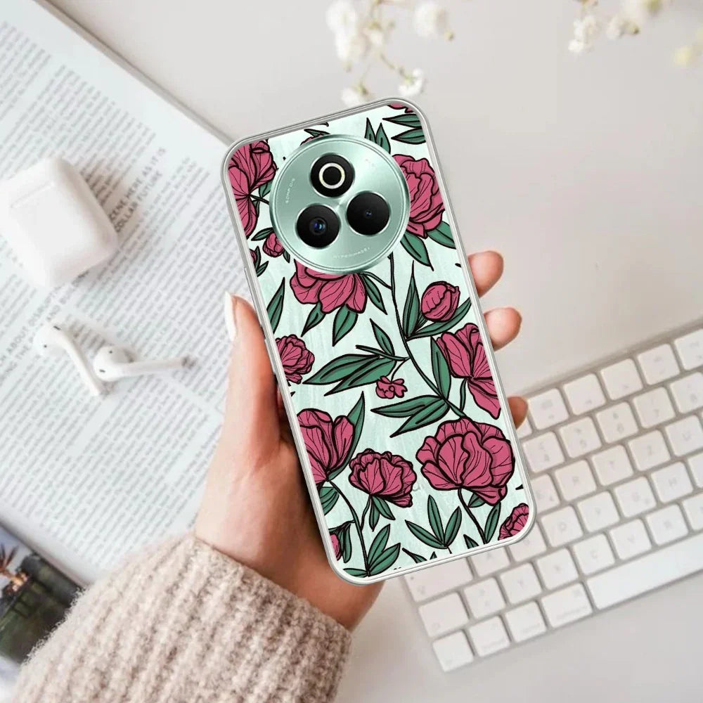 Wild Rose Transparent Silicon Case For Realme P2 Pro 5G