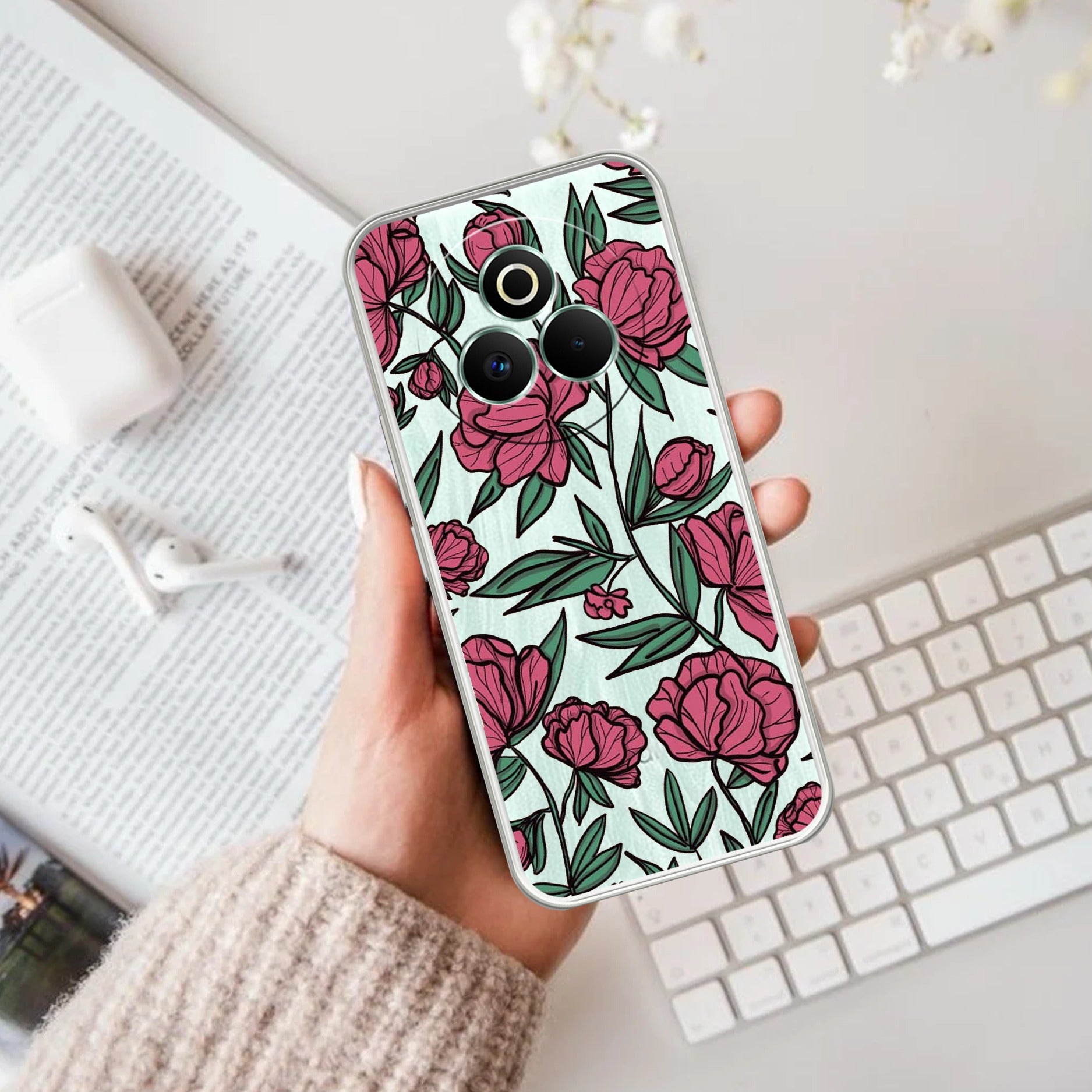 Wild Rose Anti Yelllow Case For Realme P3 Pro 5G