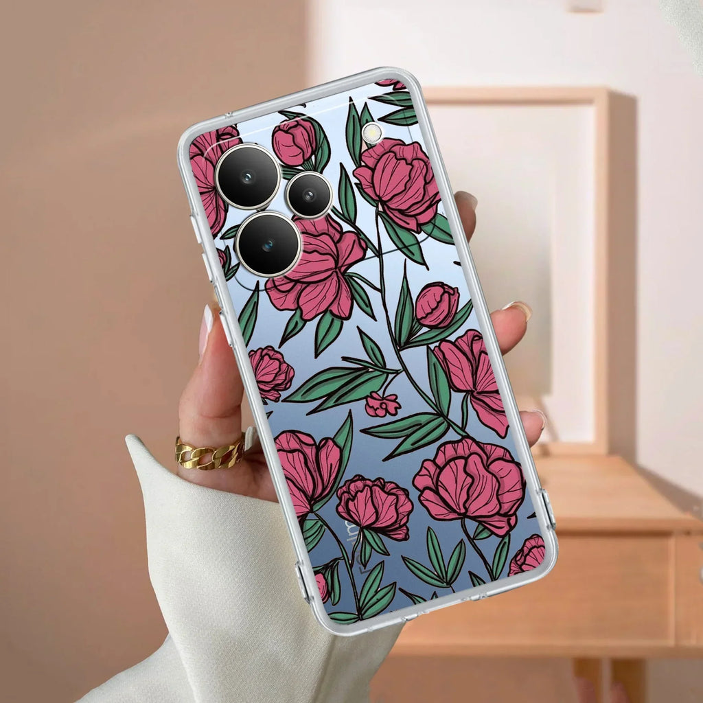 Wild Rose Transparent Silicon Case For Realme Narzo 60 5G