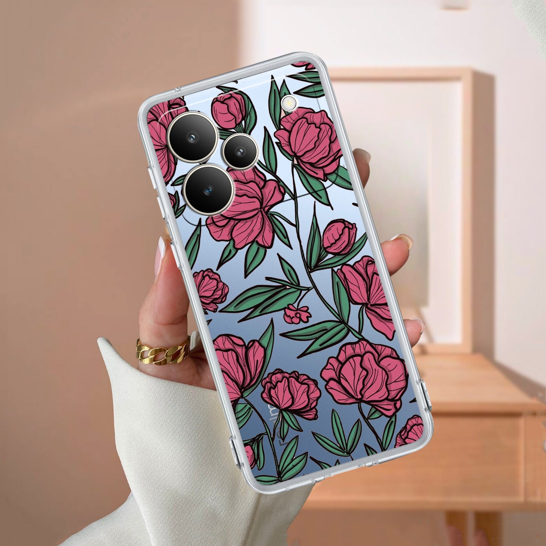 Wild Rose Transparent Silicon Case For Realme P4 5G