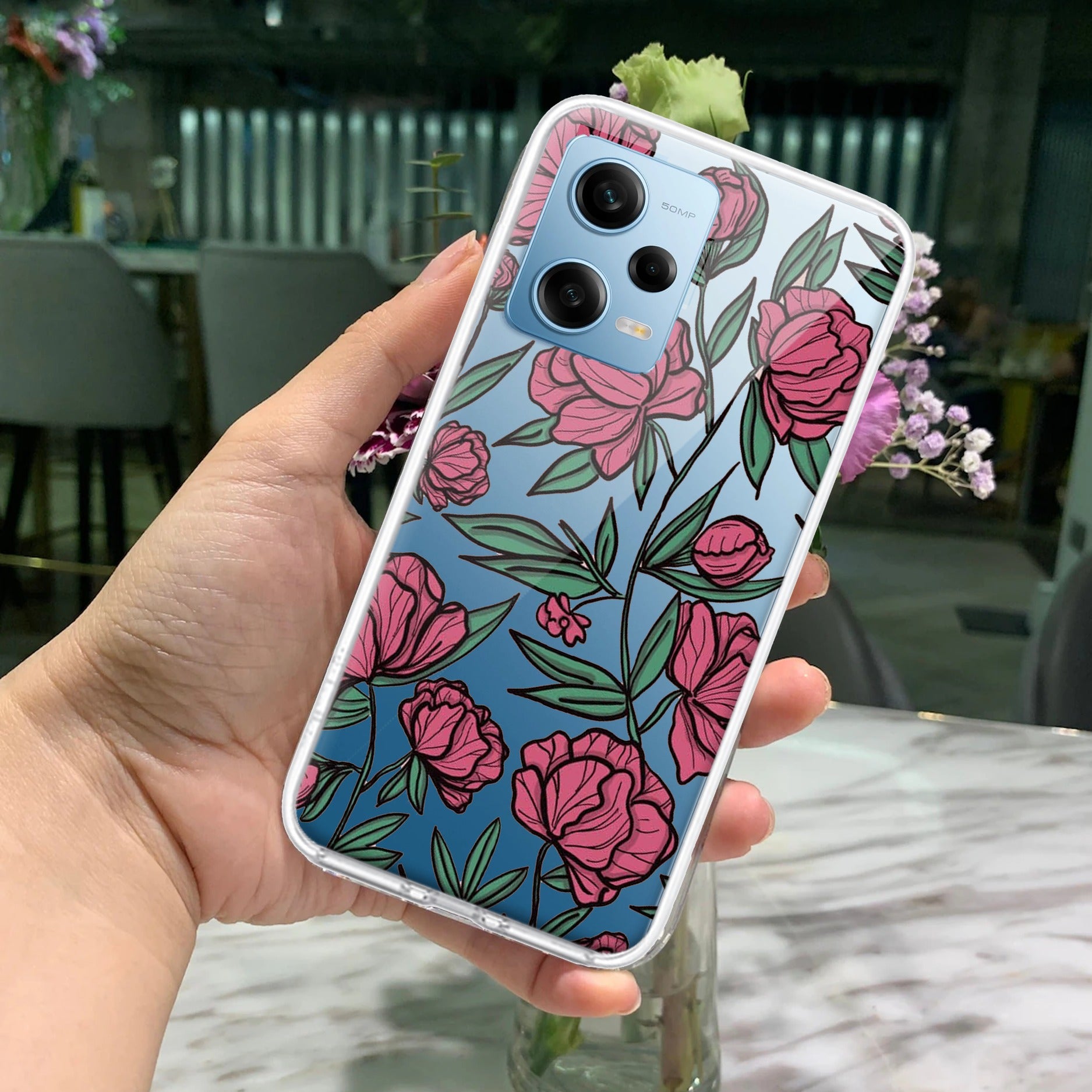 Wild Rose Transparent Silicon Case For Redmi/Xiaomi