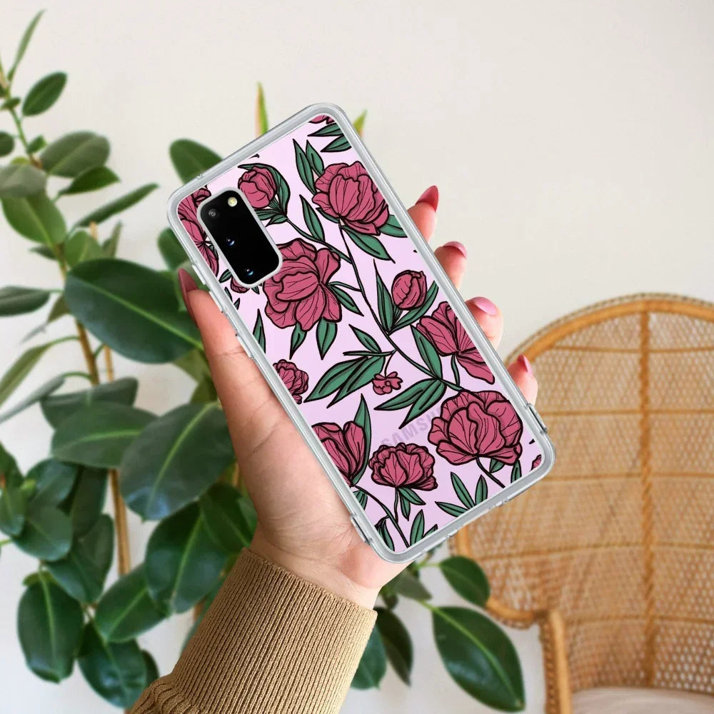 Wild Rose Transparent Silicon Case For Samsung
