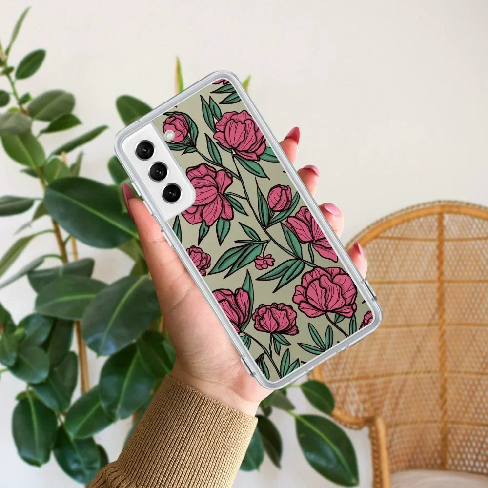 Wild Rose Transparent Silicon Case For Samsung