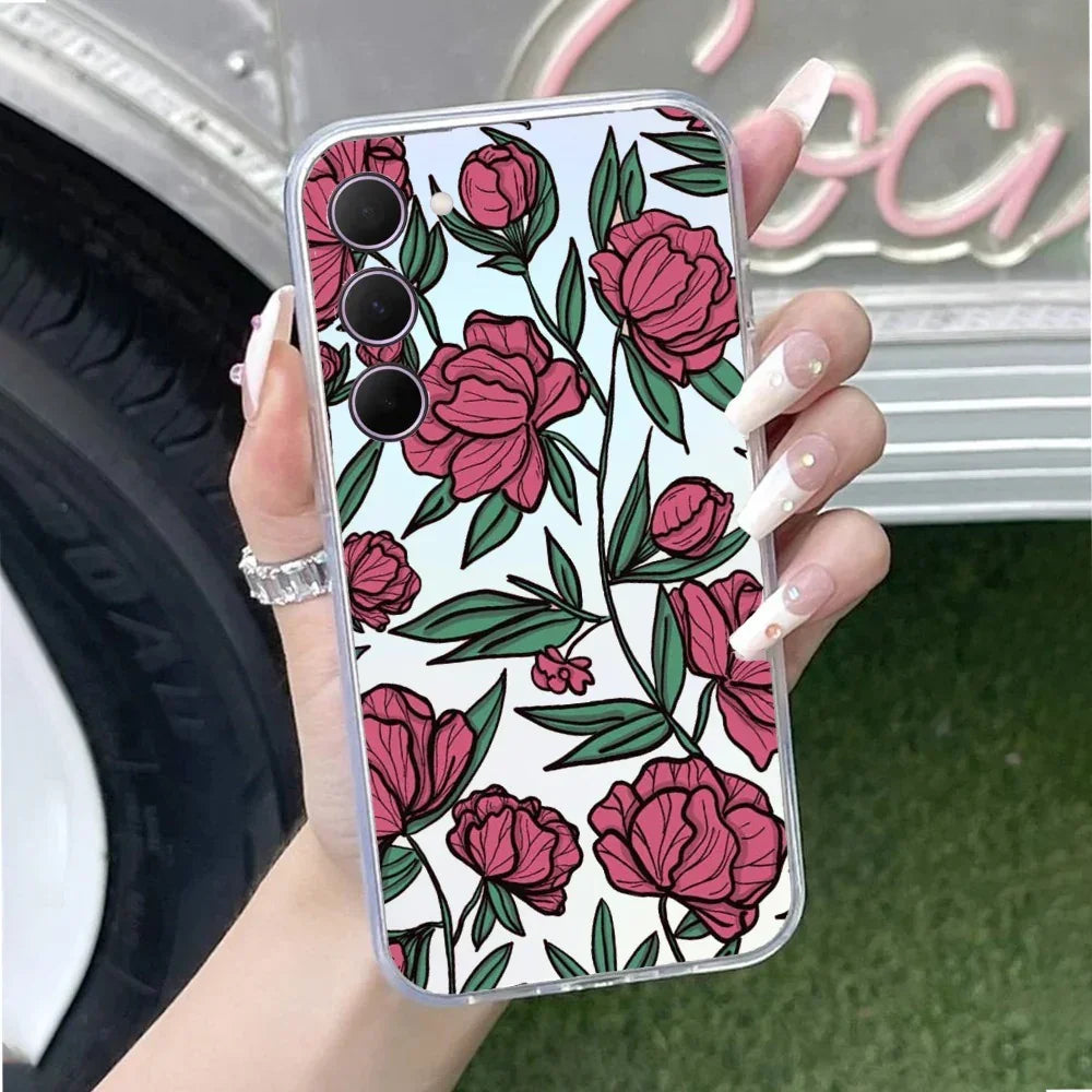 Wild Rose Transparent Silicon Case For Samsung Galaxy S23 Plus 5G