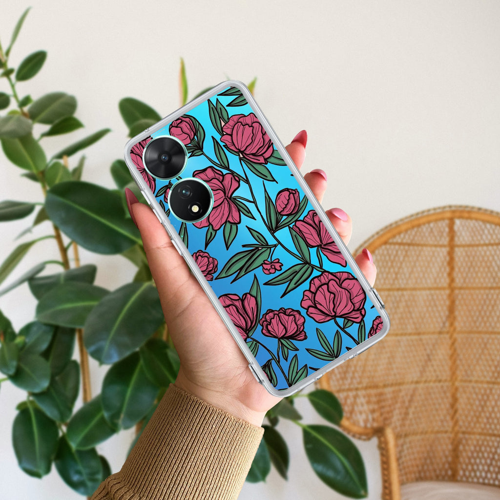 Wild Rose Transparent Silicon Case For Vivo T2 5G
