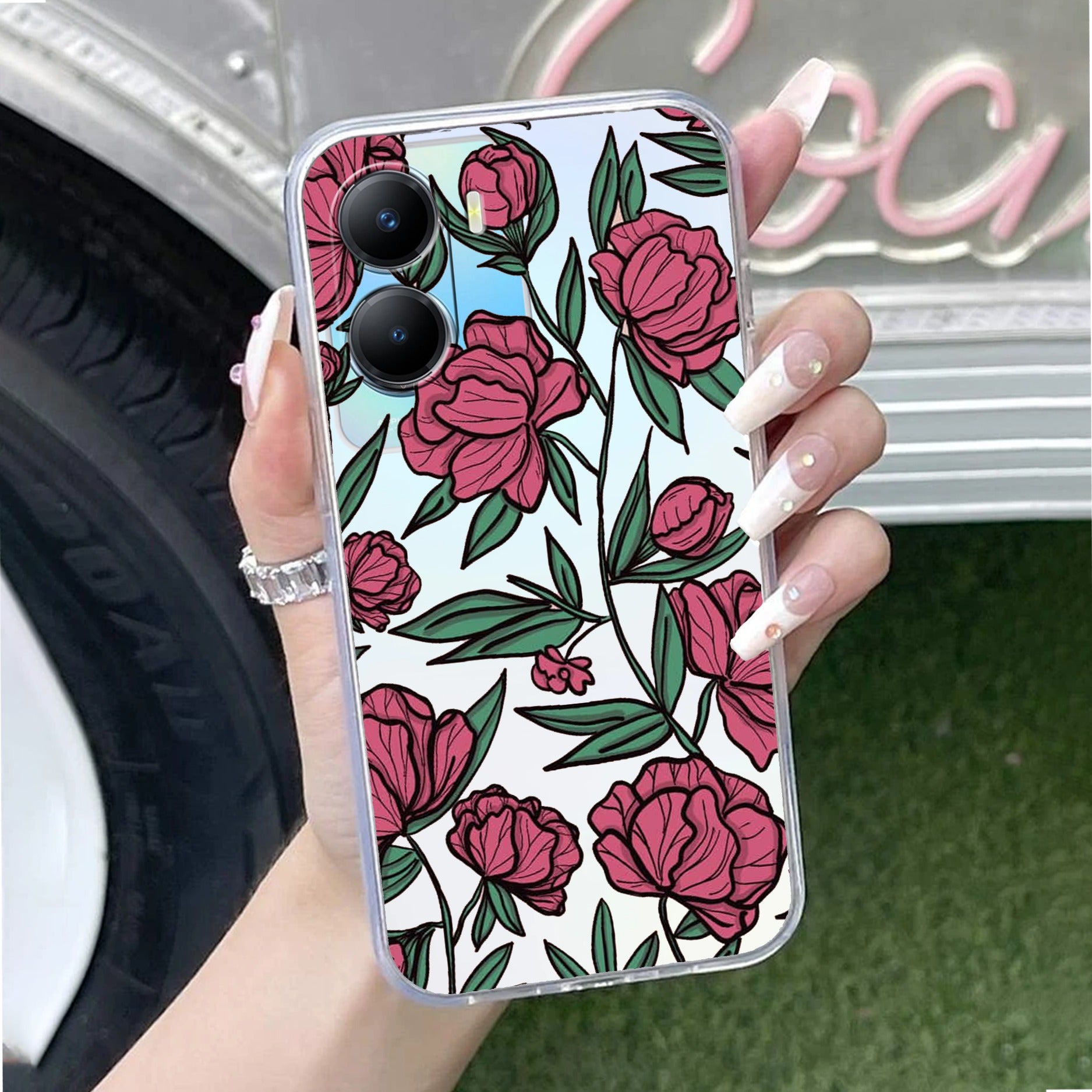 Wild Rose Transparent Silicon Case For Vivo T2x 5G