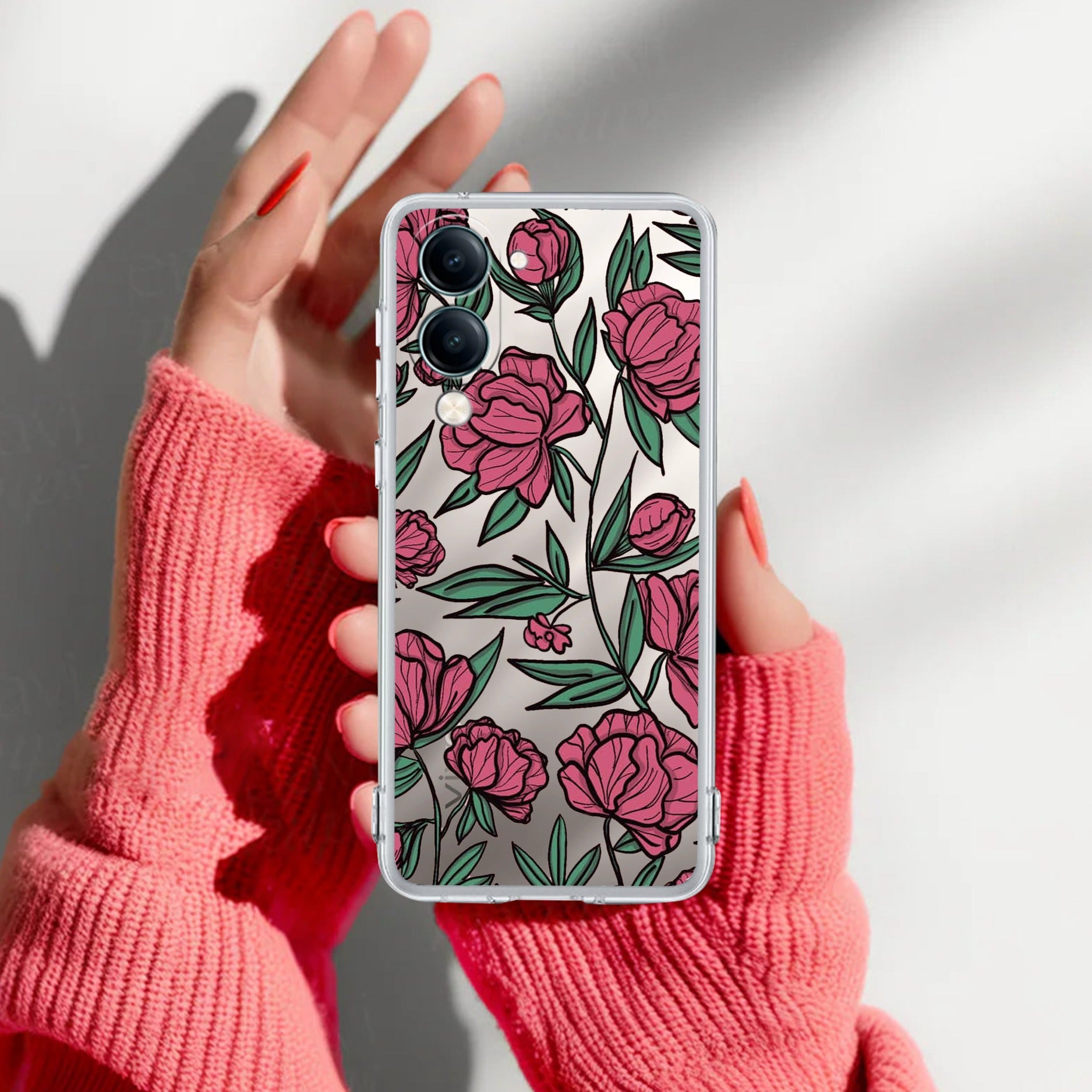Wild Rose Transparent Silicon Case For Vivo T4 Lite 5G