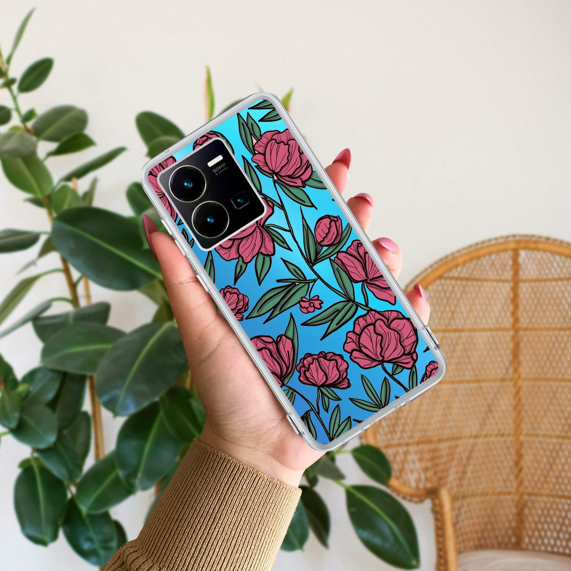 Wild Rose Transparent Silicon Case For Vivo Y35