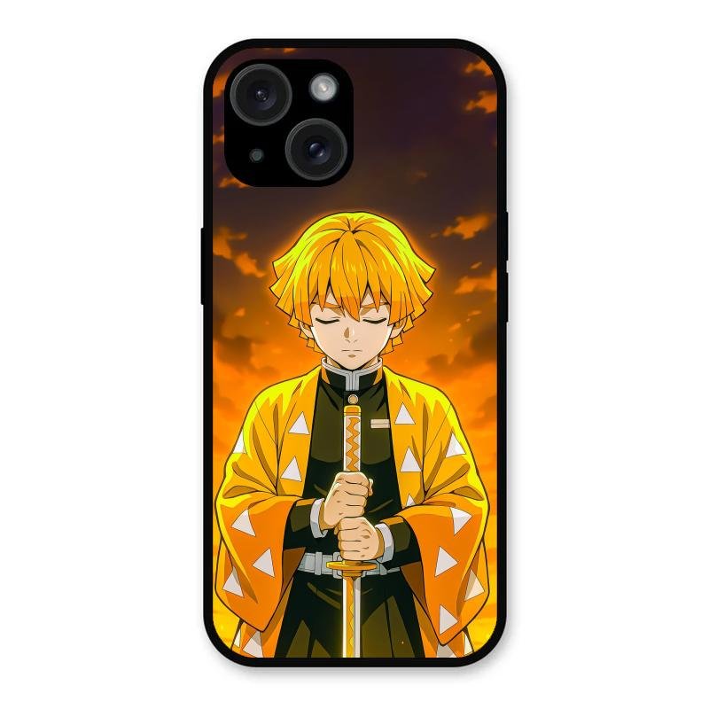 Zenitsu Glass Case Cover For iPhone 15