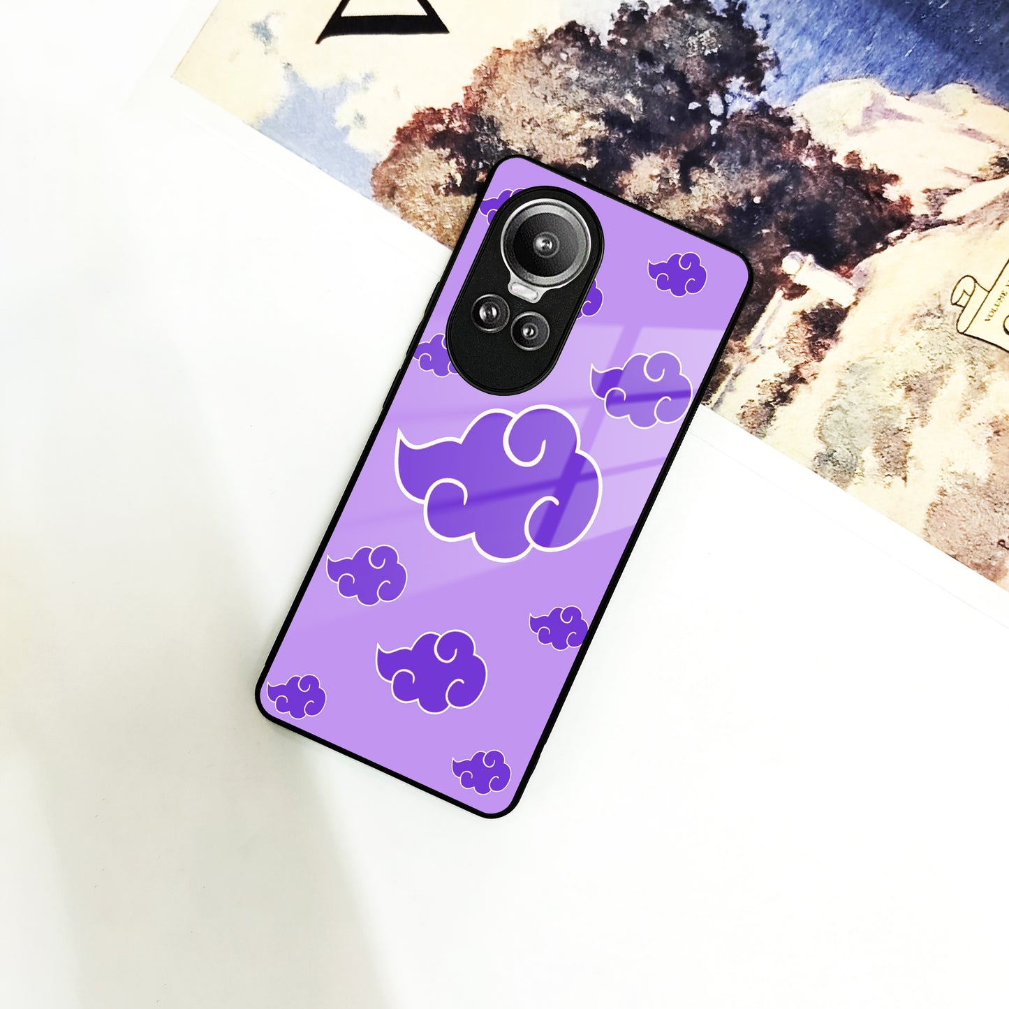 Purple Cloud Mobile Glass Phone Case Cover For Oppo