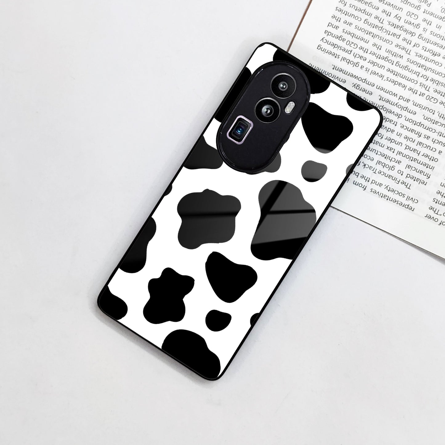 Cow Print Glass Phone Case And Cover For Oppo