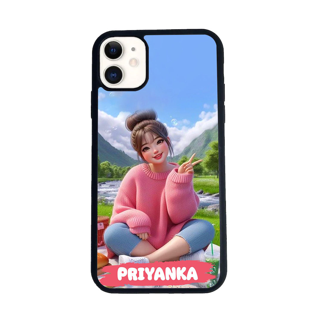 Customized Cute Girl Glossy Metal Case Cover For iPhone - ShopOnCliQ