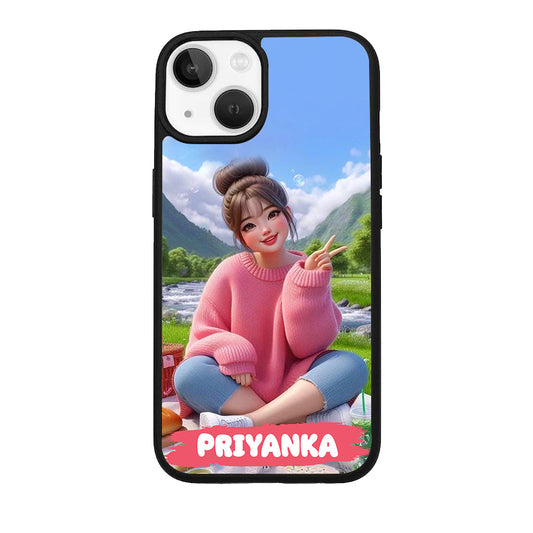 Cute Girl Glossy Metal Case Cover For iPhone