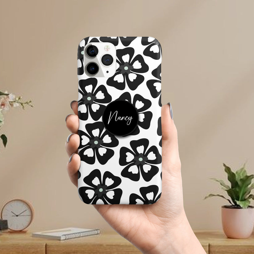 Grid Retro Floral Slim Phone Case Cover