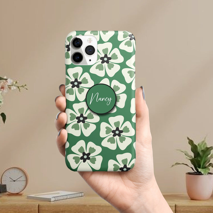 Grid Retro Floral Slim Phone Case Cover For Vivo