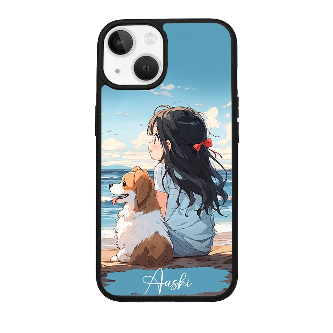 Girl With Dog Glossy Metal Case Cover For iPhone - ShopOnCliQ