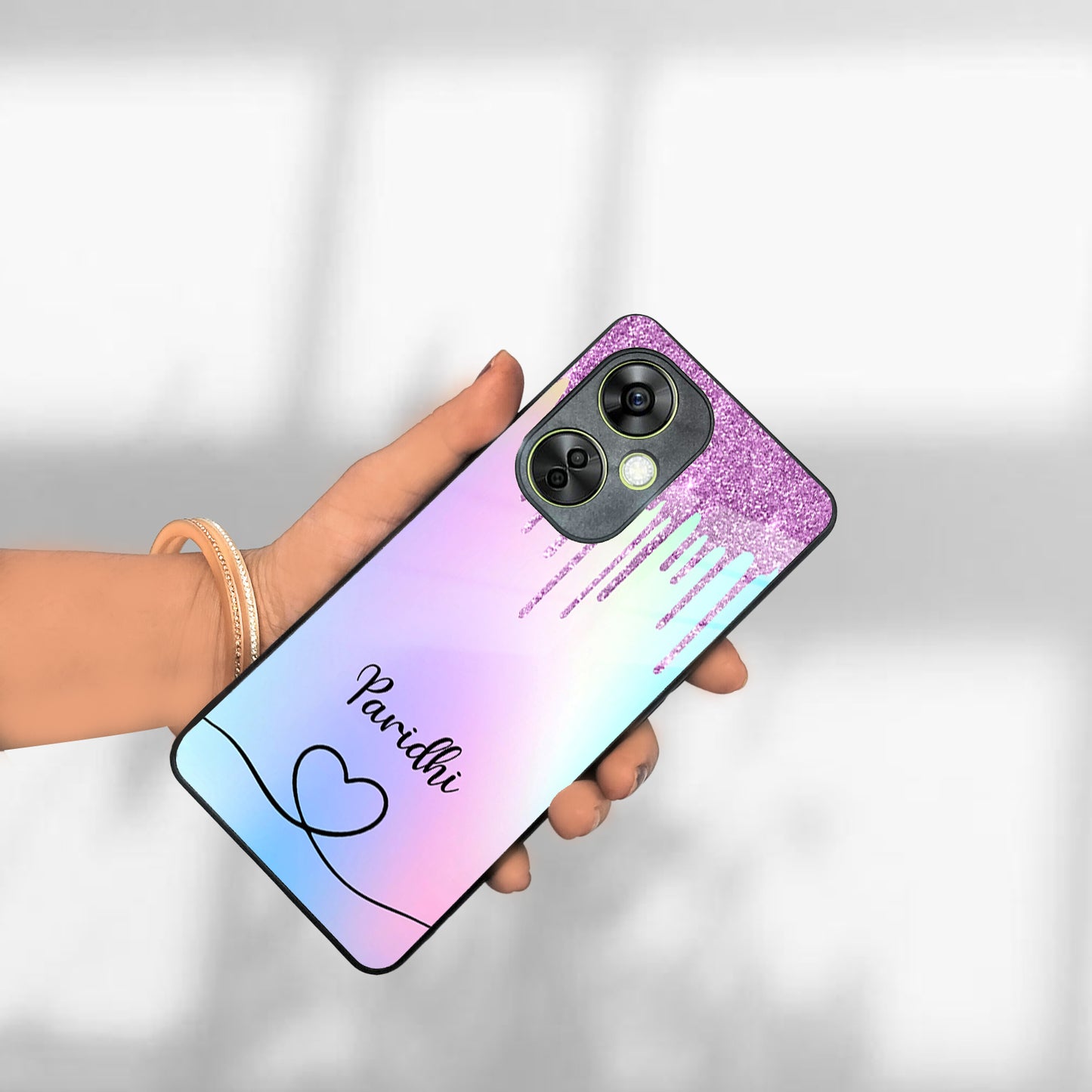 MultiColor Glitter Glass Case For OnePlus