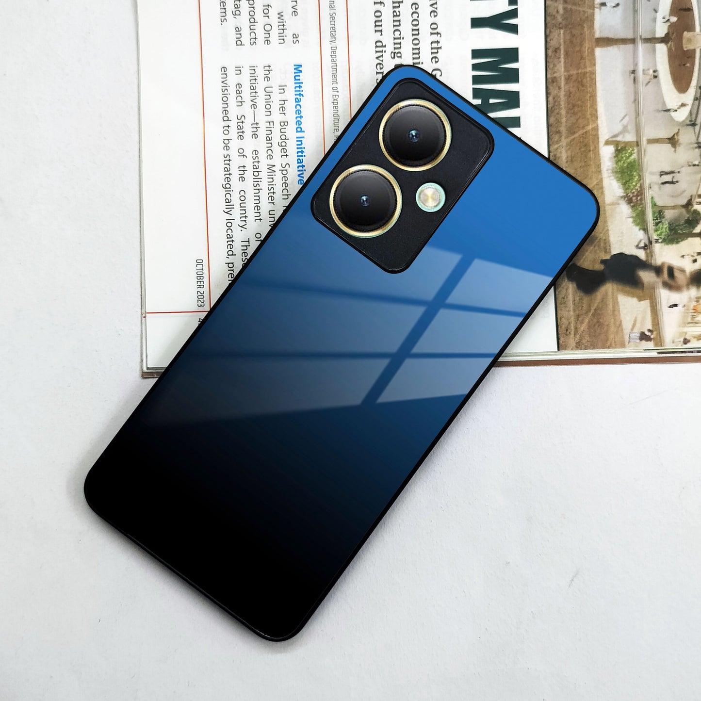 Blue Gradient Glass Case Cover For Vivo