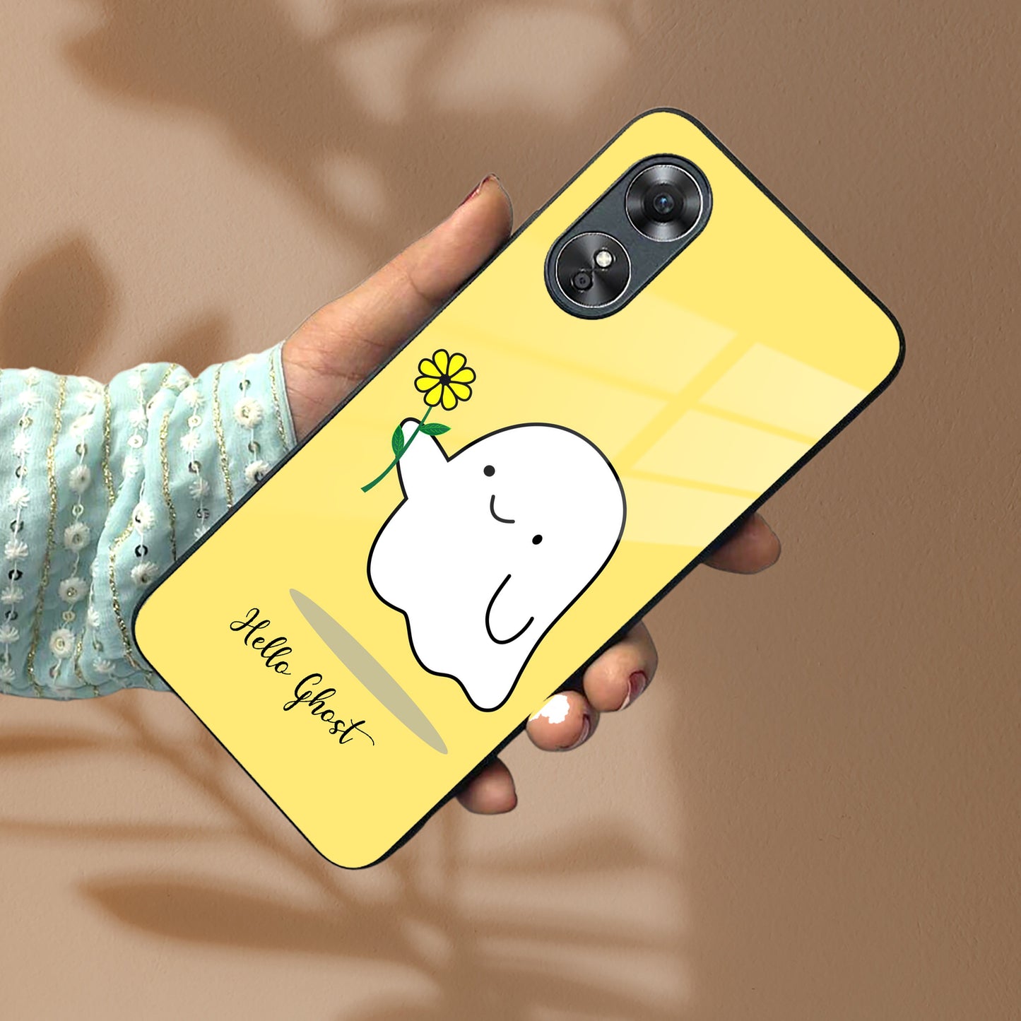 Ghost With Flower Glass Case Cover For Oppo