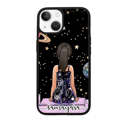 Moon Girl Glossy Metal Case Cover For iPhone