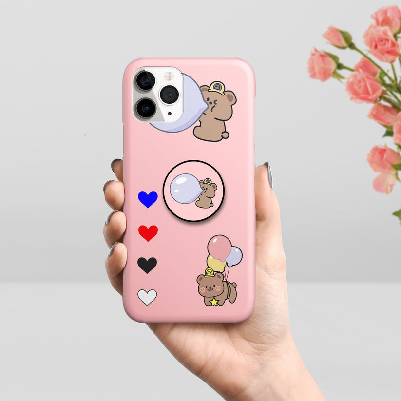 Personalized Bear Slim Mobile Case Cover Color Peach For Poco