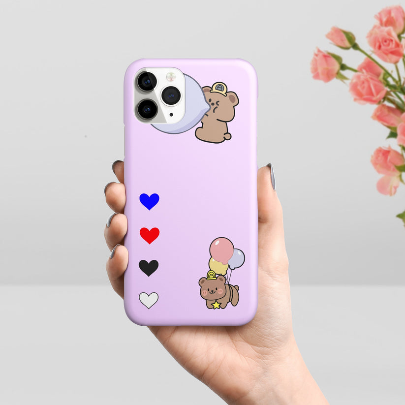 Personalized Bear Slim Mobile Case Cover Color Lavender For Poco