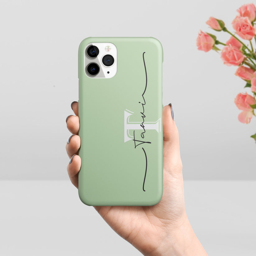 Personalized Initials Slim Mobile Case Cover Color Mint Green For Poco