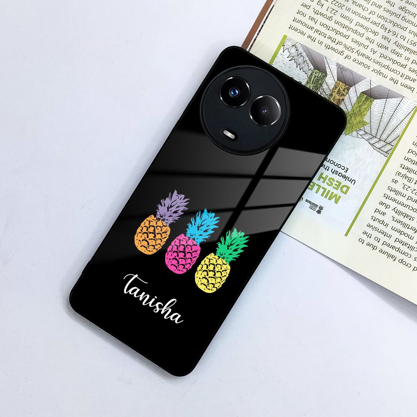 Colorful Pineapple Glass Case Cover For Realme/Narzo