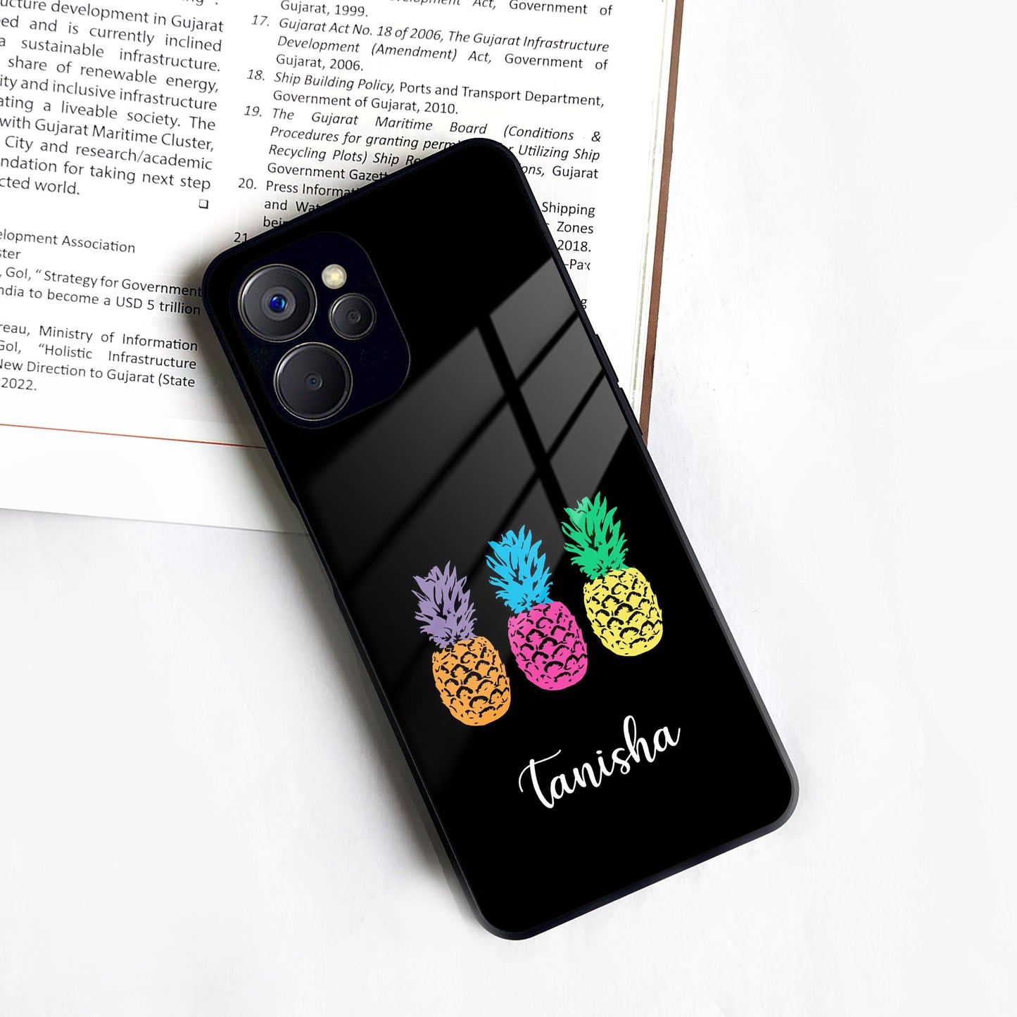 Colorful Pineapple Glass Case Cover For Realme/Narzo