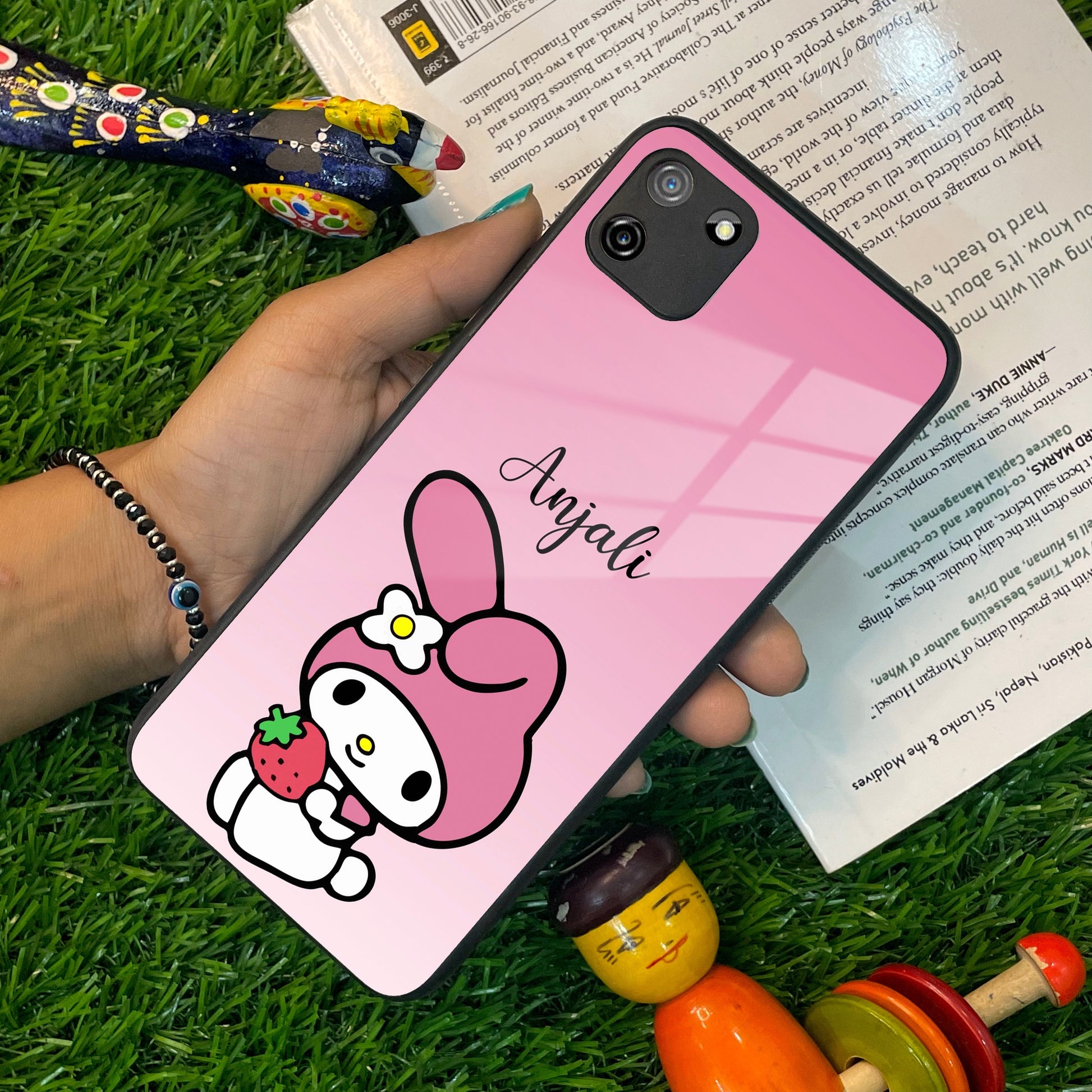 Pink Bunny Glass Case Cover For Realme/Narzo ShopOnCliQ