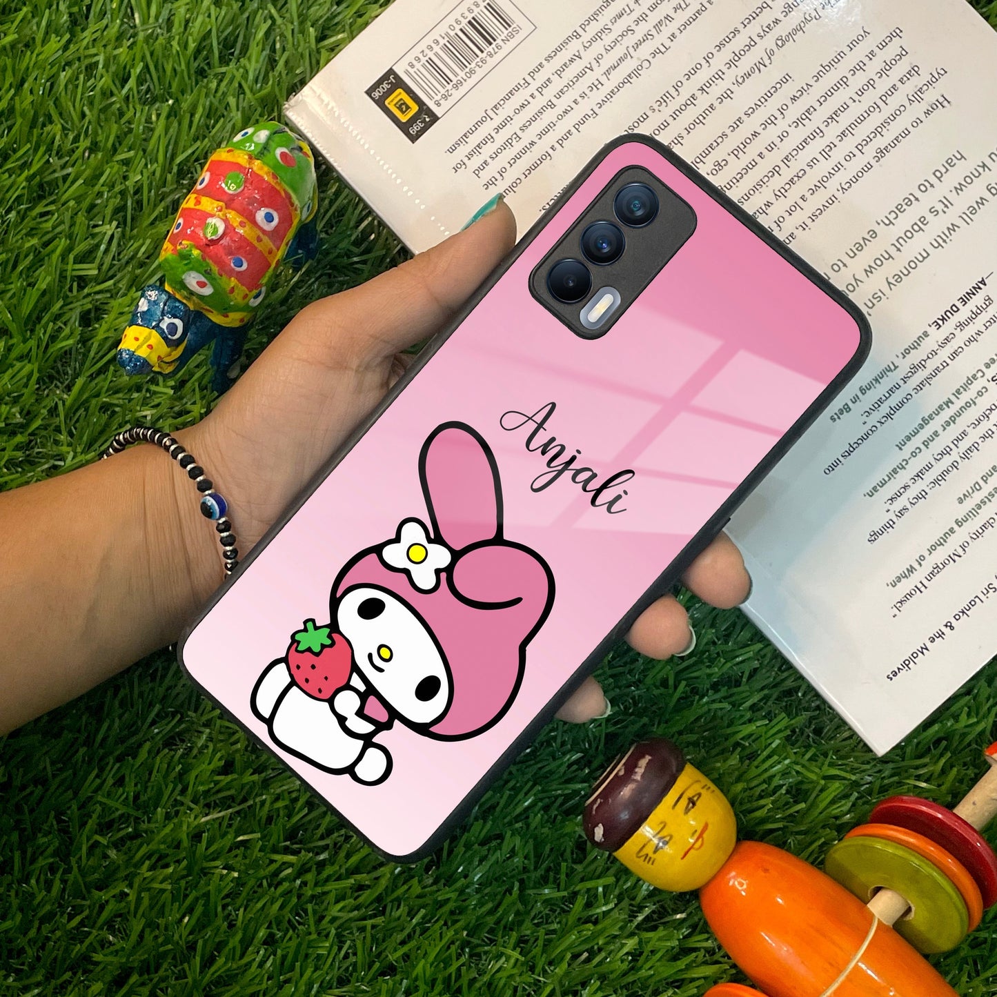 Pink Bunny Glass Case Cover For Realme/Narzo ShopOnCliQ