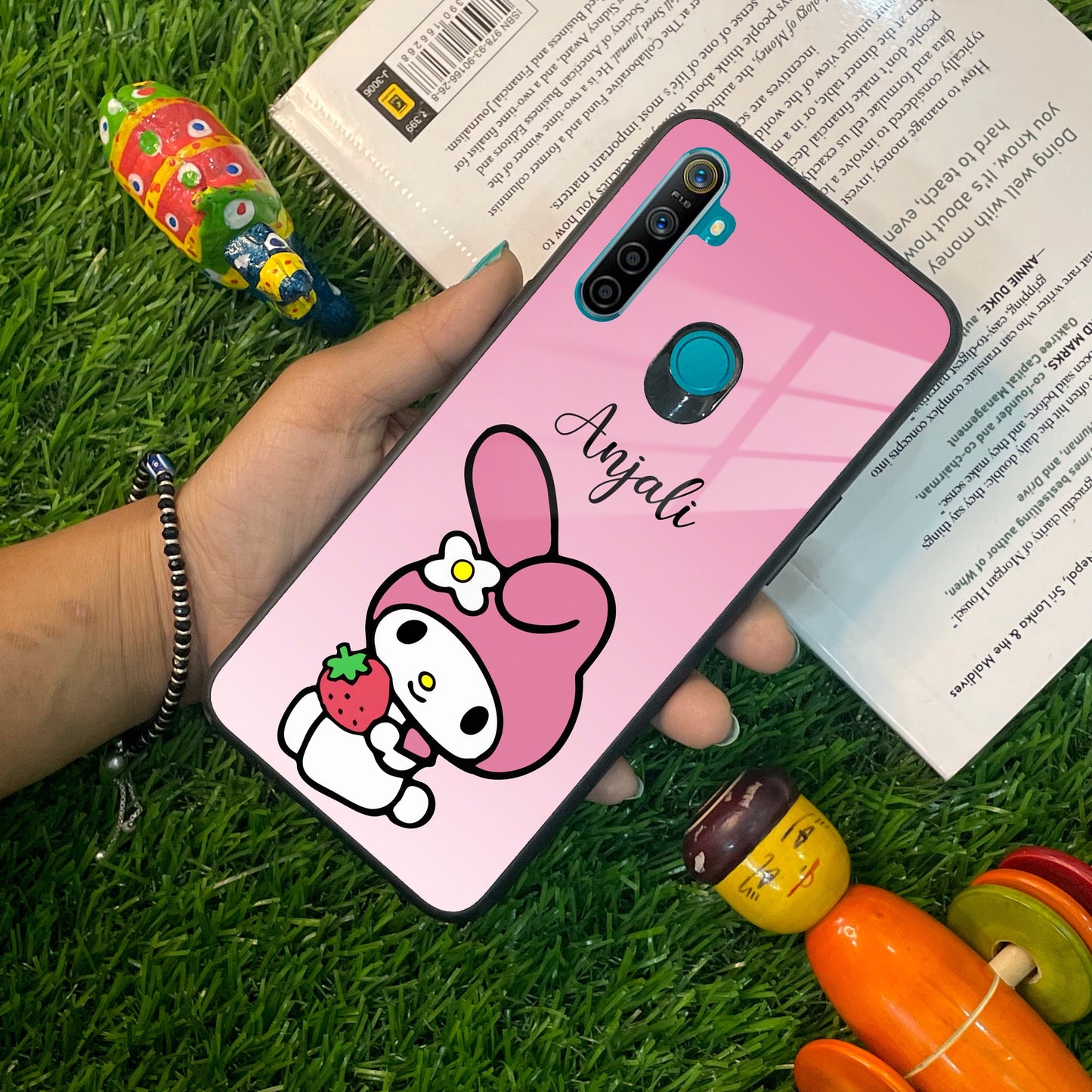 Pink Bunny Glass Case Cover For Realme/Narzo ShopOnCliQ